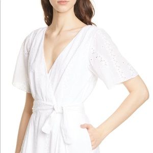 Joie Azariah White Eyelet Faux Wrap Dress Size 8